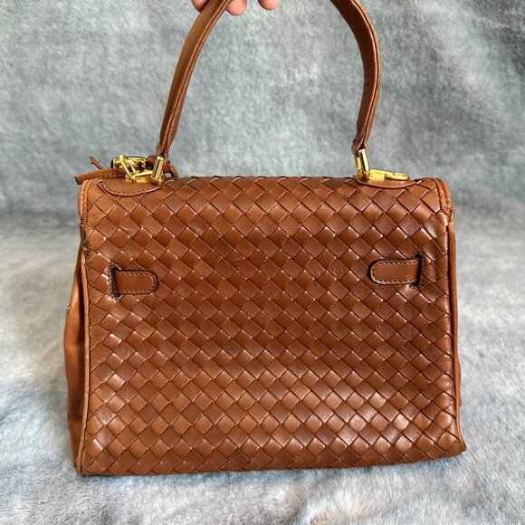 Marforio Venezia Brown Leather Weaved Satchel - Picture 4 of 9